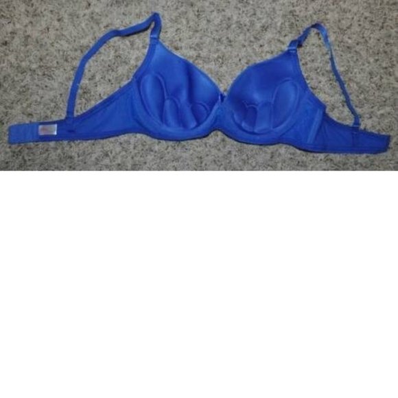 Womens Push Up Bra Blue Underwire Padded Cups 36C Rose Intimates Rear Closure - Picture 3 of 4